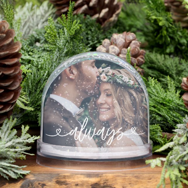 Immer Liebe Herzt Valentine Personalisiertes Foto Schneekugeln (Winter)