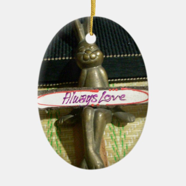Immer Liebe Inspiration-Kaninchen-Kunstdruckdesign Keramik Ornament (Vorne)