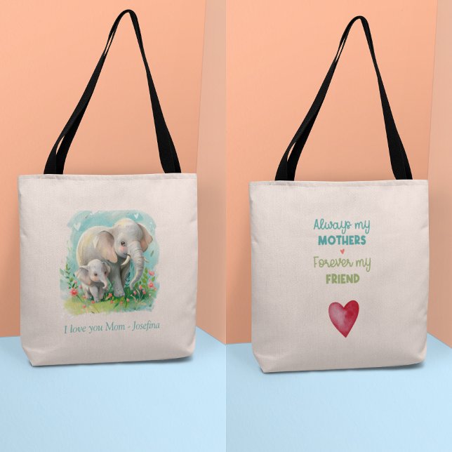 Immer meine Mutter - Elefantenmutter und Baby Pink Tasche (Always my Mother - Elephant Mum & Baby Pink Tote Bag)
