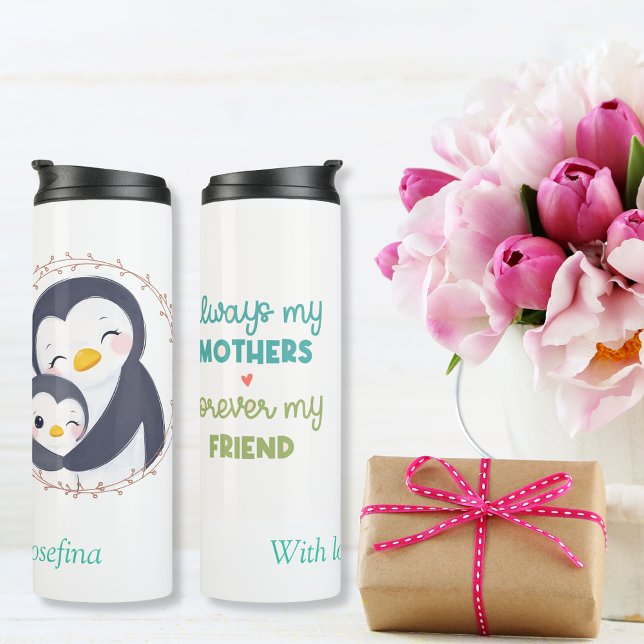 Immer meine Mutter - Penguin Mum & Baby Thermosbecher (Always my Mother - Penguin Mum & Baby Thermal Tumbler)
