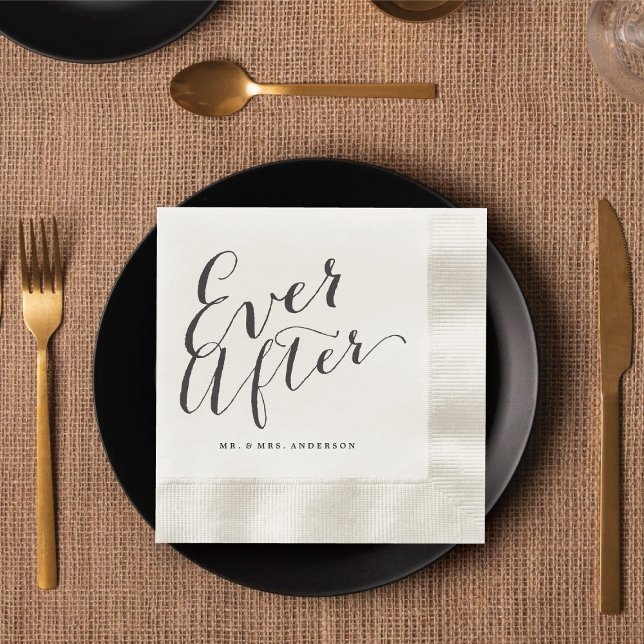 Immer nach der Skriptkalligrafie Hochzeitspapier N Serviette (EVER AFTER Script Calligraphy Wedding Paper Napkin @ fatfatin_blue_knot)