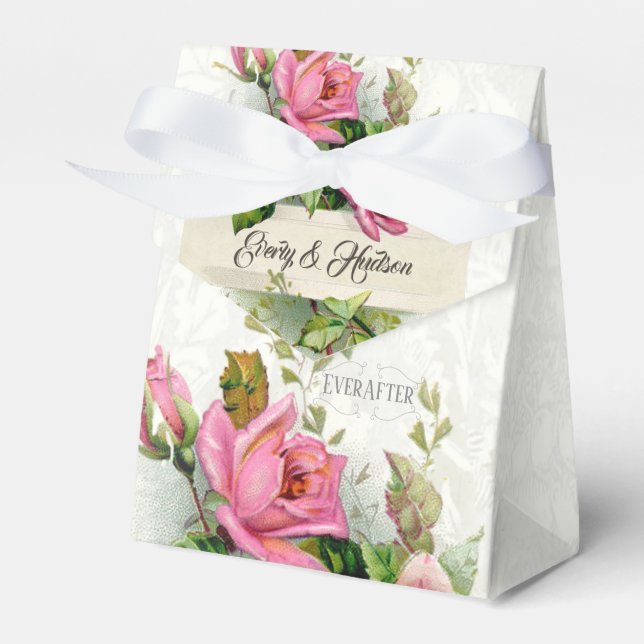 Immer nach Vintagen rosa Hochzeitsfeiern Rose Geschenkschachtel (Vorderseite)