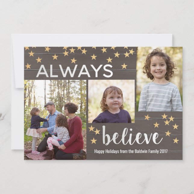 Immer Personalisierte Weihnachtsfotokarte glauben Feiertagskarte (Vorderseite)