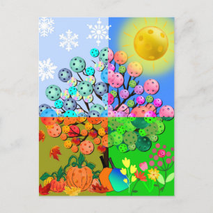 Immer Pickleball-Saison Winter Frühling Sommer Her Postkarte