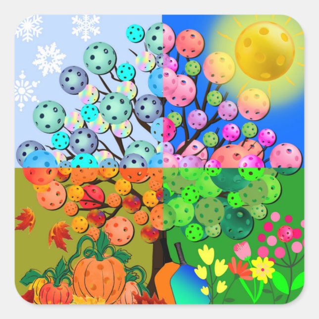Immer Picklebens Jahreszeit Winter Frühling Herbst Quadratischer Aufkleber (Vorderseite)