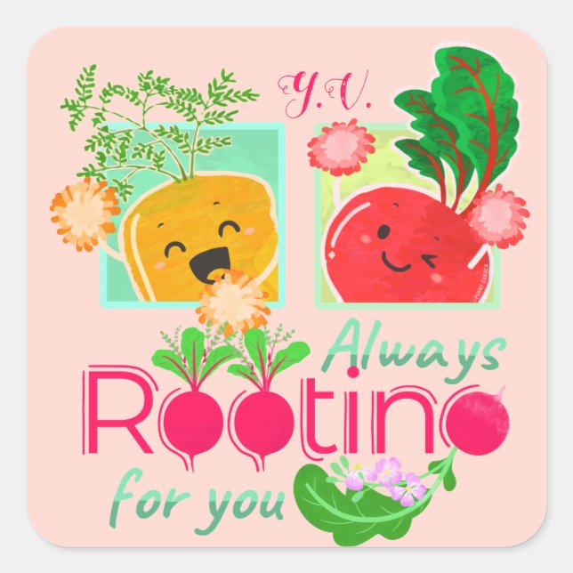 Immer Rooting für Sie | Motivierend Angebotspuls Quadratischer Aufkleber (Vorderseite)