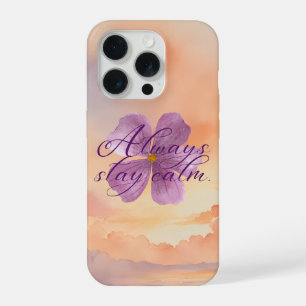 Immer ruhig bleiben Veilchen-Blumen-Aquarell iPhone 15 Pro Hülle