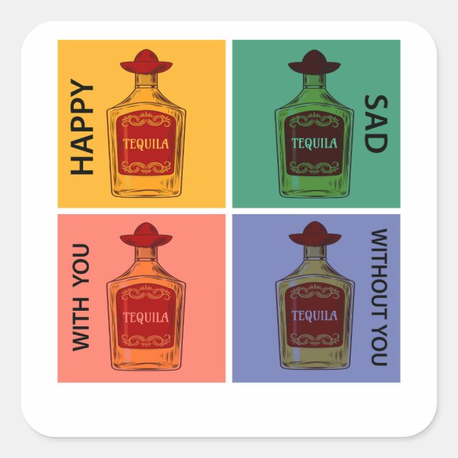 Immer Tequila Quadratischer Aufkleber (Vorderseite)