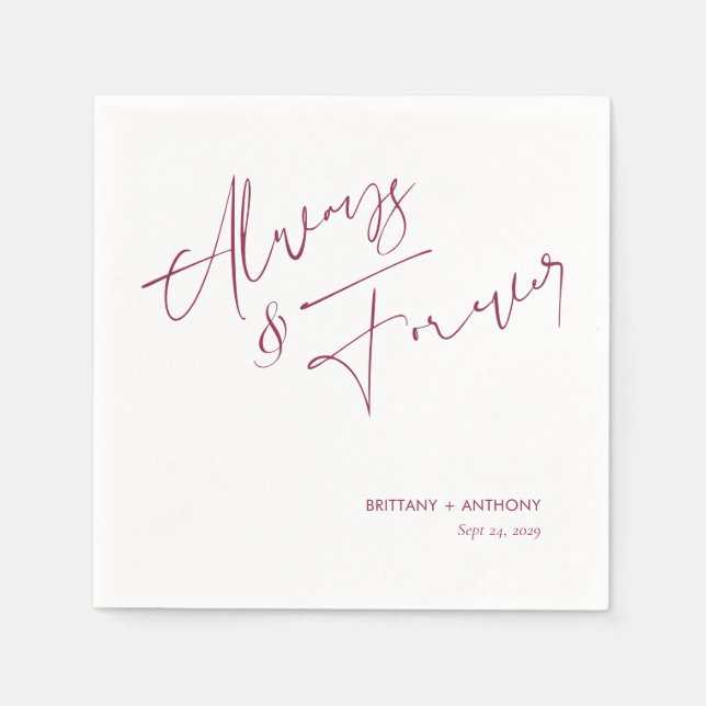 Immer und ewig Berry-Et-Zeichen-Script-Hochzeit Serviette (Vorderseite)