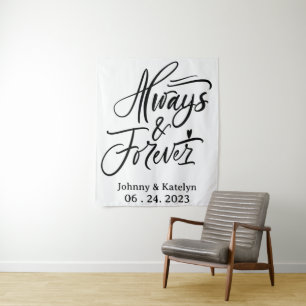 Immer und für immer benutzerdefinierter Hochzeitsh Wandteppich
