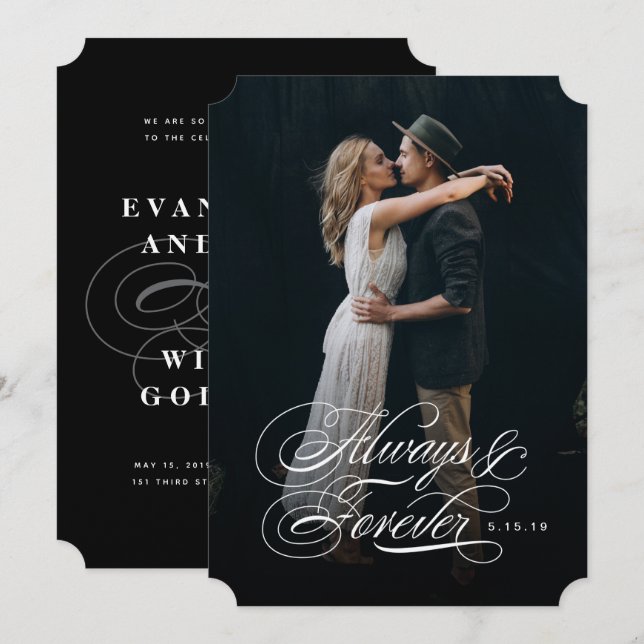 Immer und für immer Foto Hochzeitseinladung Einladung (Vorne/Hinten)