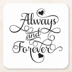 Immer und für immer, Hochzeit oder Valentinstag Rechteckiger Pappuntersetzer