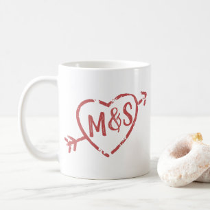 Immer und für immer Liebe-Gekritzel-Monogramm Kaffeetasse