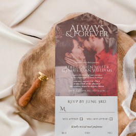 Immer und für immer maßgeschneiderte Foto-Hochzeit All In One Einladung