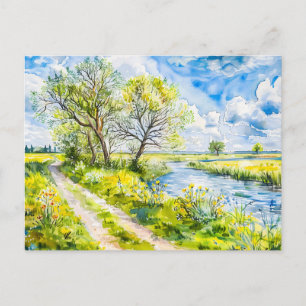 Immer Weg am Havel Havelland Aquarellstil Postkarte