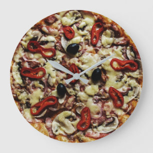 Immer Zeit für Pizza Fun Round Große Wanduhr