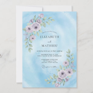Immergrün-Amethyst-Bouquet-Eukalyptus-Hochzeit Einladung