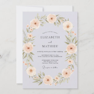 Immergrün-Aprikosen-Laub-Eukalyptus-Hochzeit Einladung