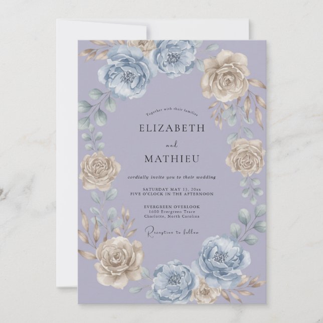 Immergrün-Blumen-Botanische-Hochzeit Einladung (Vorderseite)