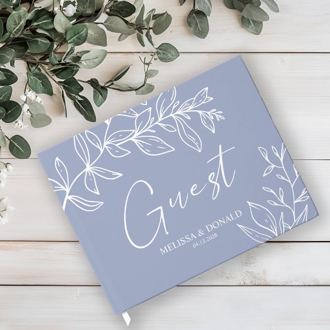 Immergrün Blumen Einfache Boho-Hochzeit Gästebuch (Von Creator hochgeladen)
