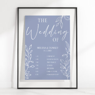 Immergrün-Blumen Einfaches Hochzeitsprogramm Zeitp Poster