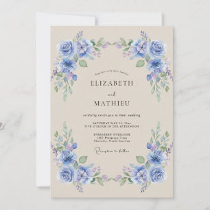 Immergrün-Blumen-Lorbeer-Hochzeit Einladung