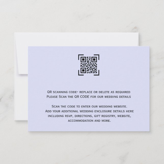 Immergrün-Blumen-Scancode RSVP Karte (Rückseite)