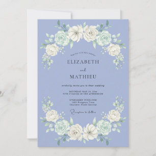 Immergrün-Blüten-Hochzeit Einladung