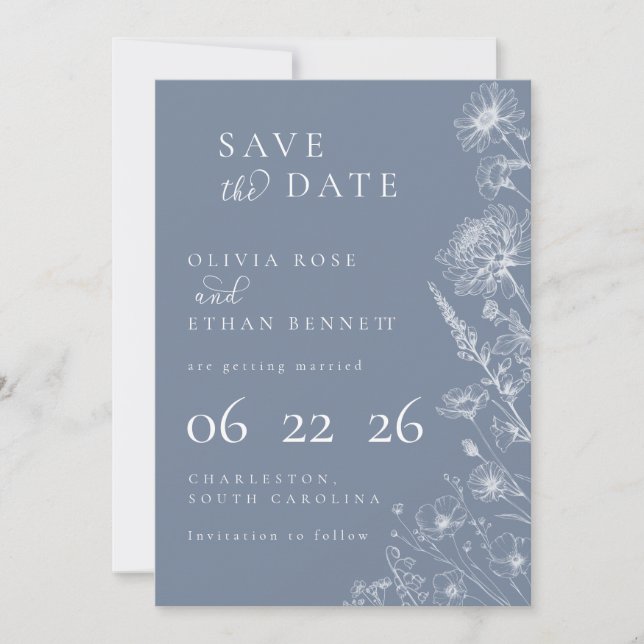 Immergrün Botanisch Minimalistische Hochzeit Save  (Vorderseite)