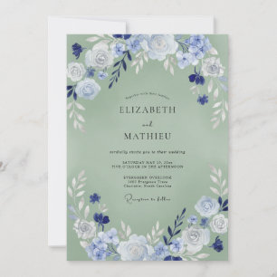 Immergrün-Celadon-Hochzeitsmalerei Einladung