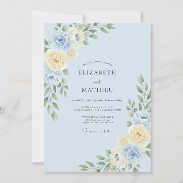 Immergrün Champagner Blatt Hochzeit Einladung (Vorderseite)