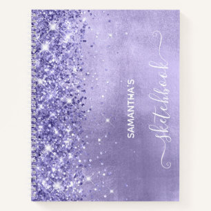 Immergrün Glitter Lavendel Blau Mädchenhaftes Skiz Notizbuch