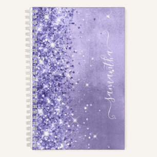 Immergrün Glitter Lavendel Blau Weibliches Signet Notizbuch