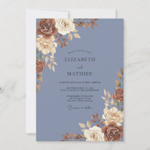 Immergrün-Kupfer-Rosen-Hochzeit Einladung