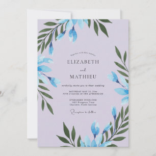 Immergrün-Laub-Grau-Eukalyptus-Hochzeit Einladung