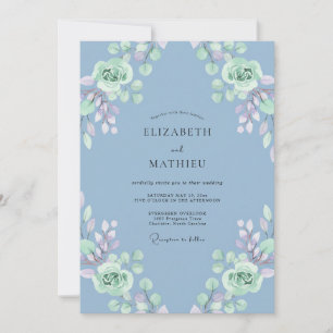 Immergrün-Mint-Laub-Eukalyptus-Hochzeit Einladung