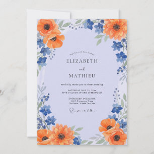 Immergrün Orange Mohn Hochzeit Einladung