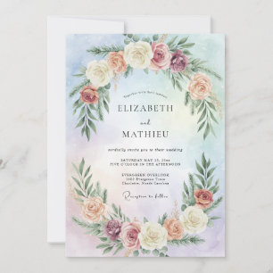 Immergrün Pfirsichblüten-Hochzeit Einladung