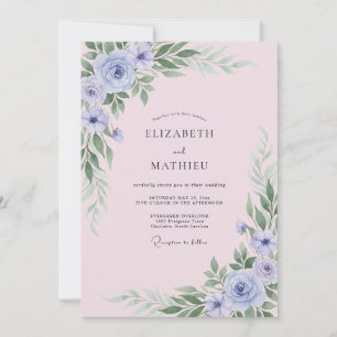 Immergrün-Rosé-Blatt-Hochzeit Einladung
