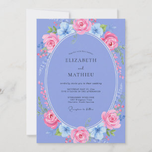 Immergrün-Rosé-Kranz-Hochzeit Einladung