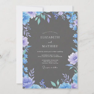 Immergrün-Schiefer-Blüten-Hochzeit Einladung