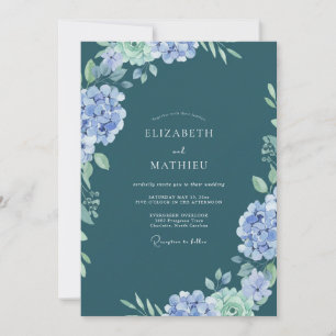 Immergrün-Schiefer-Hortensien-Eukalyptus-Hochzeit Einladung