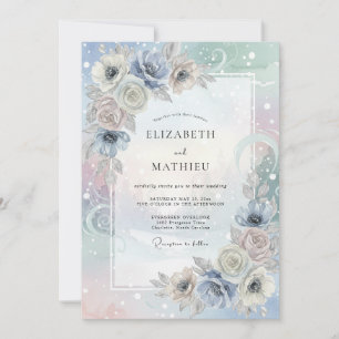 Immergrün Silber Petal Hochzeit Einladung