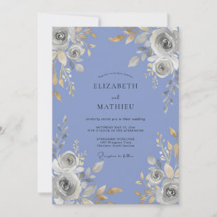 Immergrün-Silber-Rosen-Hochzeit Einladung