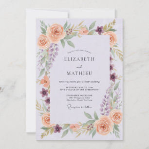 Immergrün-soft-Pfirsich-Kranz-Hochzeit Einladung