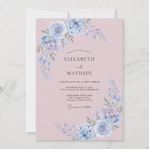 Immergrün Staubiges Malven-Blüten-Hochzeit Einladung