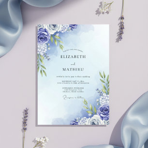 Immergrün-Wasserfarben-Blumenhochzeit Einladung