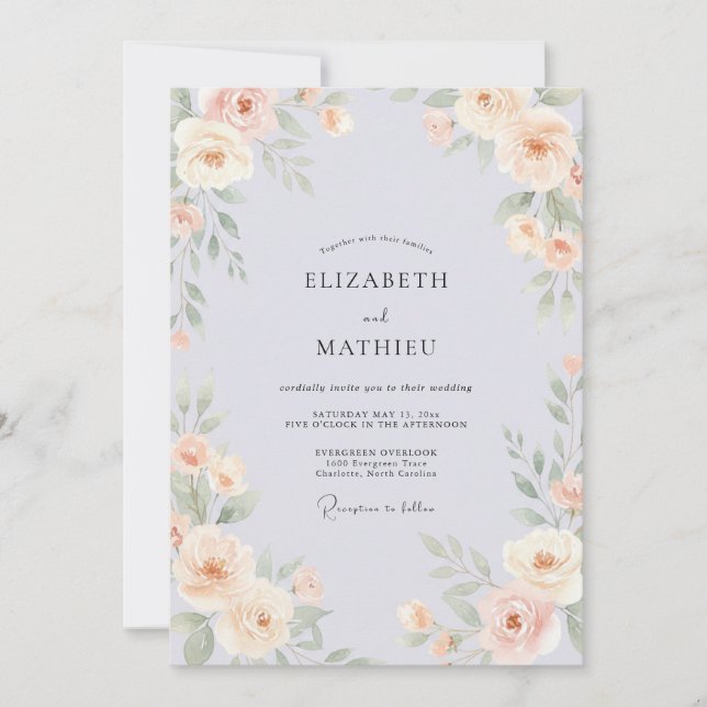 Immergrün Whimsical Florale Hochzeit Einladung (Vorderseite)