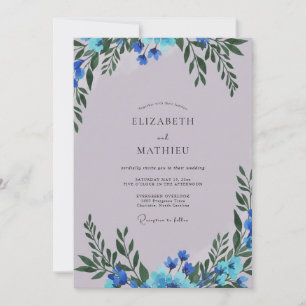 Immergrünblaue Wildblumenhochzeit Einladung