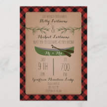 Immergrüne Bäume + Kanu-karierte Hochzeit